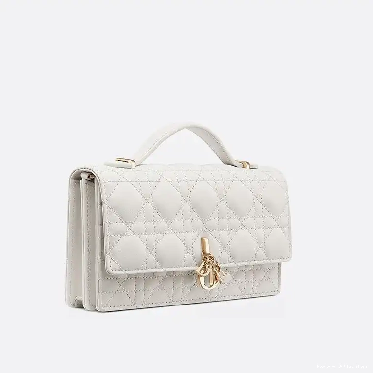 Cheap Handle Dior Lambskin Miss Bag Top Cannage White Mini 0406 Hot Sale